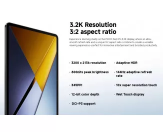 Планшет POCO Pad X1 8/512Gb Wi-Fi Grey Global