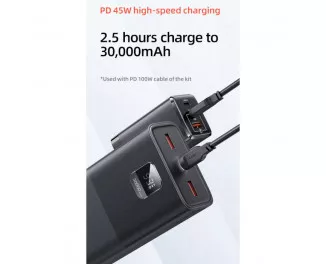 Портативный аккумулятор 30000mAh USAMS PB68 QC3.0+PD3.0 65W Black (ATXLOGTC01)