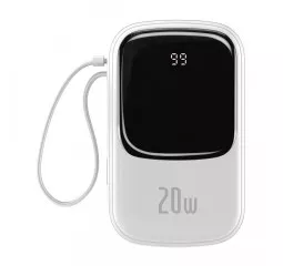 Портативный аккумулятор Baseus Qpow Digital Display 20000mAh 20W (with Lightning cable) (PPQD-H02) White