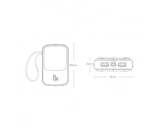 Портативний акумулятор Baseus Qpow Digital Display 3A 10000mAh (Wight Lightning cable) (PPQD-B01) Black