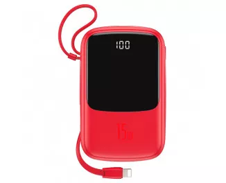 Портативный аккумулятор Baseus Qpow Digital Display 3A 10000mAh (with Lightning cable) (PPQD-B09) Red