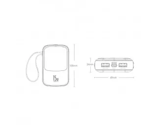Портативный аккумулятор Baseus Qpow Digital Display 3A 10000mAh (with Type-C cable) (PPQD-A02) White