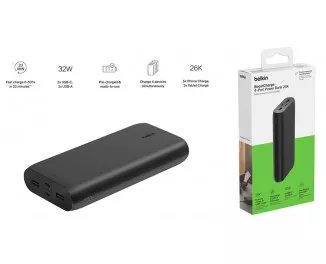 Портативный аккумулятор Belkin 26000mAh 32W Black (BPB016BTBK)