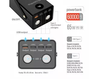 Портативний акумулятор акумулятор ColorWay Powerful 60000mAh Black (CW-PB600LPA5BK-PDD)
