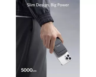Портативный аккумулятор с беспроводной зарядкой Anker 622 Magnetic Battery 5000mAh [MagGo with PopSockets Grip] - Black (A1612011)