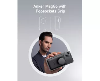 Портативный аккумулятор с беспроводной зарядкой Anker 622 Magnetic Battery 5000mAh [MagGo with PopSockets Grip] - Black (A1612011)