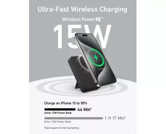 Портативный аккумулятор с беспроводной зарядкой Anker MagGo Power Bank 10000mAh Black (A1654011)