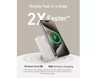 Портативный аккумулятор с беспроводной зарядкой Anker MagGo Power Bank 10000mAh White (A1654021)