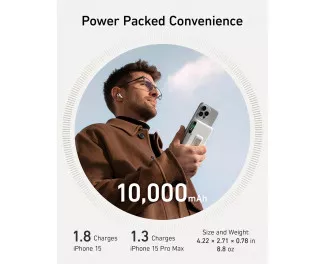 Портативный аккумулятор с беспроводной зарядкой Anker MagGo Power Bank 10000mAh White (A1654021)