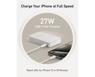 Портативный аккумулятор с беспроводной зарядкой Anker MagGo Power Bank 10000mAh White (A1654021)