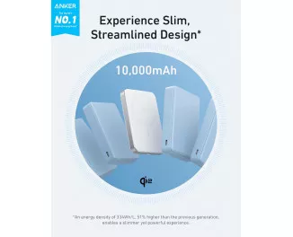 Портативный аккумулятор с беспроводной зарядкой Anker Ultra-Slim 10000mAh Qi2 15W White (A1664H21)
