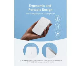 Портативный аккумулятор с беспроводной зарядкой Anker Ultra-Slim 10000mAh Qi2 15W White (A1664H21)