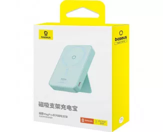 Портативный аккумулятор с беспроводной зарядкой Baseus Magnetic Bracket 2-in-1 Wireless Charger and Holder 20W 5000mAh (P10064101333-00) Mint 