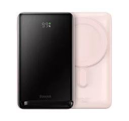 Портативный аккумулятор с беспроводной зарядкой Baseus Magnetic Bracket (Overseas Edition) 10000mAh 20W (Qi 15W) (PPCX000204) Pink