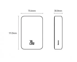 Портативный аккумулятор с беспроводной зарядкой Baseus Magnetic Mini 20000mAh 20W White (PPCX150002)