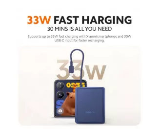 Портативный аккумулятор Xiaomi 10000mAh 33W Integrate Cable Blue (BHR9341GL)
