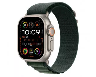 Ремешок для Apple Watch Ultra 49mm Apple Alpine Loop Dark Green - Natural Titanium Finish - Large (MXMW3)