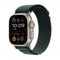 Ремешок для Apple Watch Ultra 49mm Apple Alpine Loop Dark Green - Natural Titanium Finish - Medium (MXMV3)