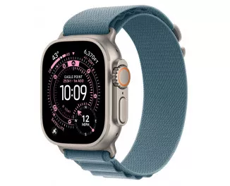 Ремешок для Apple Watch Ultra 49mm Apple Alpine Loop Light Blue - Natural Titanium Finish - Large (MFTK4)