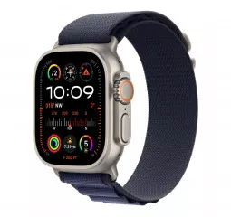 Ремешок для Apple Watch Ultra 49mm Apple Alpine Loop Navy - Natural Titanium Finish - Large (MXN03)