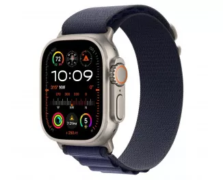 Ремешок для Apple Watch Ultra 49mm Apple Alpine Loop Navy - Natural Titanium Finish - Large (MXN03)