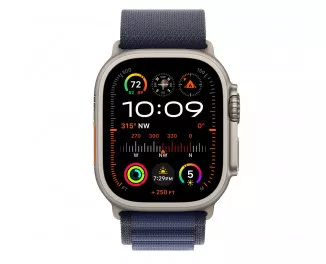 Ремешок для Apple Watch Ultra 49mm Apple Alpine Loop Navy - Natural Titanium Finish - Large (MXN03)