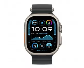 Ремінець для Apple Watch Ultra 49mm Apple Ocean Band Black - Natural Titanium Finish (MXTL3)