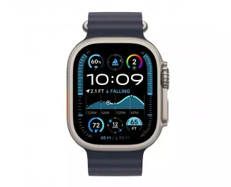 Ремешок для Apple Watch Ultra 49mm Apple Ocean Band Navy - Natural Titanium Finish (MXTH3)