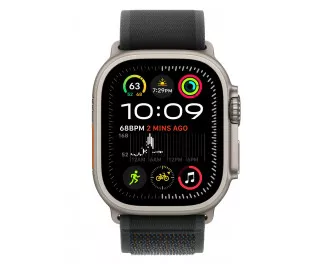 Ремешок для Apple Watch Ultra 49mm Apple Trail Loop Black - M/L - Natural Titanium Finish (MXTR3)