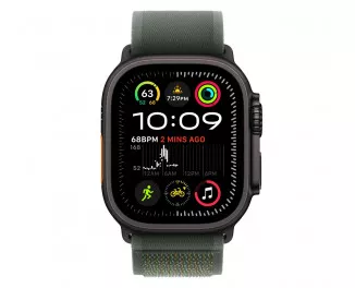 Ремінець для Apple Watch Ultra 49mm Apple Trail Loop Green - S/M - Black Titanium Finish (MYQ33)