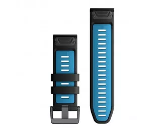Ремінець для смарт-годинника GARMIN QuickFit 26 Watch Bands Black/Cirrus Blue Silicone (010-13281-05)