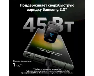 Сетевое зарядное устройство Anker PowerPort 313 - 45W PD + PPS USB-C (A2643G11) Black