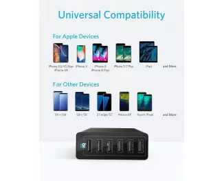 Сетевое зарядное устройство Anker PowerPort 6 60W (6xUSB) (A2123L12) Black