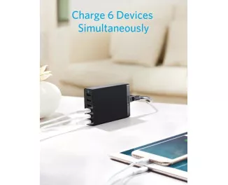 Сетевое зарядное устройство Anker PowerPort 6 60W (6xUSB) (A2123L12) Black