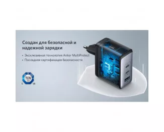 Мережевий зарядний пристрій Anker PowerPort 736 Nano II - 100W 2xUSB-C PD 1xPIQ GaN (A2145G11) Black