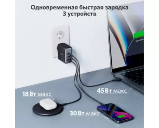 Мережевий зарядний пристрій Anker PowerPort 736 Nano II - 100W 2xUSB-C PD 1xPIQ GaN (A2145G11) Black