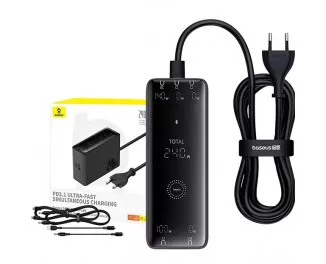 Мережевий зарядний пристрій Baseus Baseus Digital GaN Intelligent Desktop Fast Charger 3C+U+DC 240W EU Cluster Black