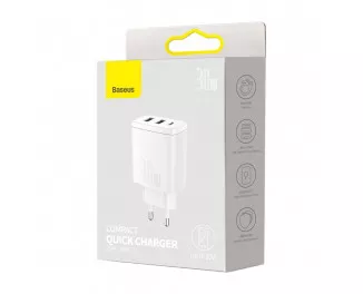 Сетевое зарядное устройство Baseus Compact Quick Charger 2U+С 30W (CCXJ-E02) White