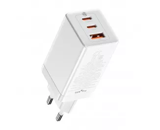 Сетевое зарядное устройство Baseus GaN3 Pro 2C+1U 65W EU + Кабель Type-C to Type-C 100W (20V/5A) 1m (CCGP050102) White