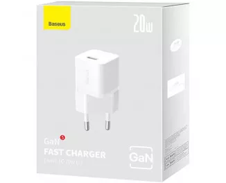 Сетевое зарядное устройство Baseus GaN5 Fast Charger Mini 1C 20W (CCGN050102) EU White