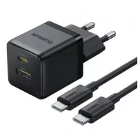 Сетевое зарядное устройство Baseus Palm Fast Charger 30W EU Cluster Black Mini USB-C to USB-C cable (P1011160A113-01)