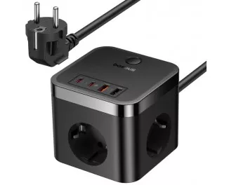 Мережевий зарядний пристрій Baseus PowerCombo Cube Power Strip 3AC+2U+2C 30W 1.5m EU Cluster Black (E00066400117-00)
