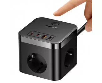 Мережевий зарядний пристрій Baseus PowerCombo Cube Power Strip 3AC+2U+2C 30W 1.5m EU Cluster Black (E00066400117-00)