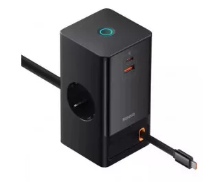 Сетевое зарядное устройство Baseus PowerCombo Digital PowerStrip 2AC+1U+1C+Retractable-C 65W with 1.5m power cord EU Black (PSLR000301)