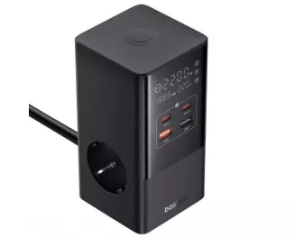 Сетевое зарядное устройство Baseus PowerCombo Tower Digital PowerStrip 3AC+2U+2C 35W with 1.5m Power Cord EU Cluster Black (E00023606113-00)