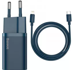 Сетевое зарядное устройство Baseus Super Si Quick Charger 1C 20W + кабель USB C-Lightning 1.0m (TZCCSUP-B03) Blue