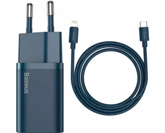 Сетевое зарядное устройство Baseus Super Si Quick Charger 1C 20W + кабель USB C-Lightning 1.0m (TZCCSUP-B03) Blue