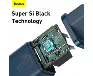 Сетевое зарядное устройство Baseus Super Si Quick Charger 1C 20W + кабель USB C-Lightning 1.0m (TZCCSUP-B03) Blue