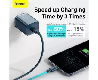 Сетевое зарядное устройство Baseus Super Si Quick Charger 1C 20W + кабель USB C-Lightning 1.0m (TZCCSUP-B03) Blue
