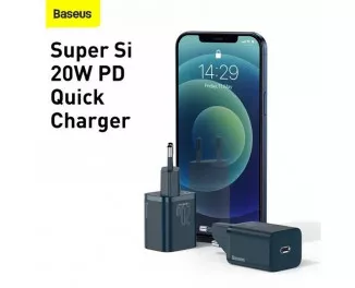 Сетевое зарядное устройство Baseus Super Si Quick Charger 1C 20W + кабель USB C-Lightning 1.0m (TZCCSUP-B03) Blue